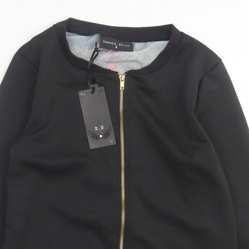 Damned Delux Womens Black Geometric Jacket Size S Zip