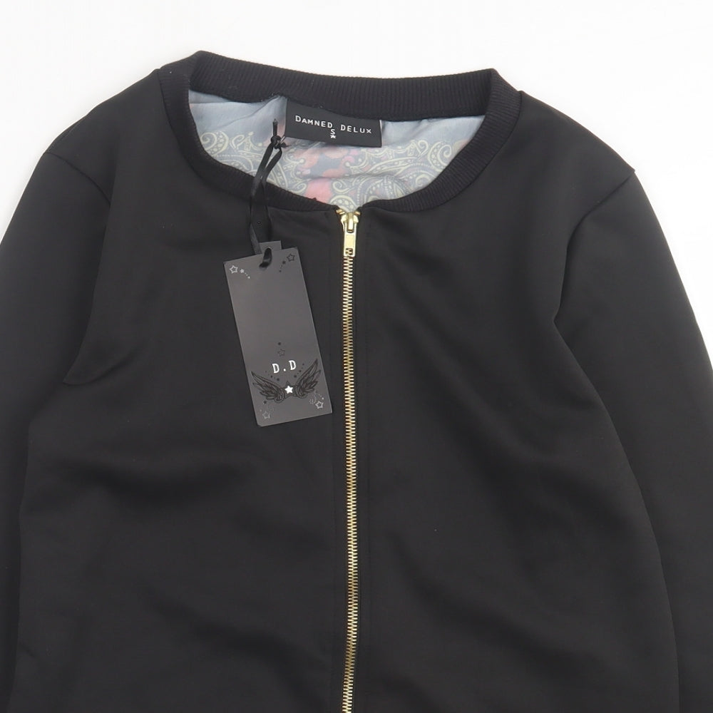 Damned Delux Womens Black Geometric Jacket Size S Zip