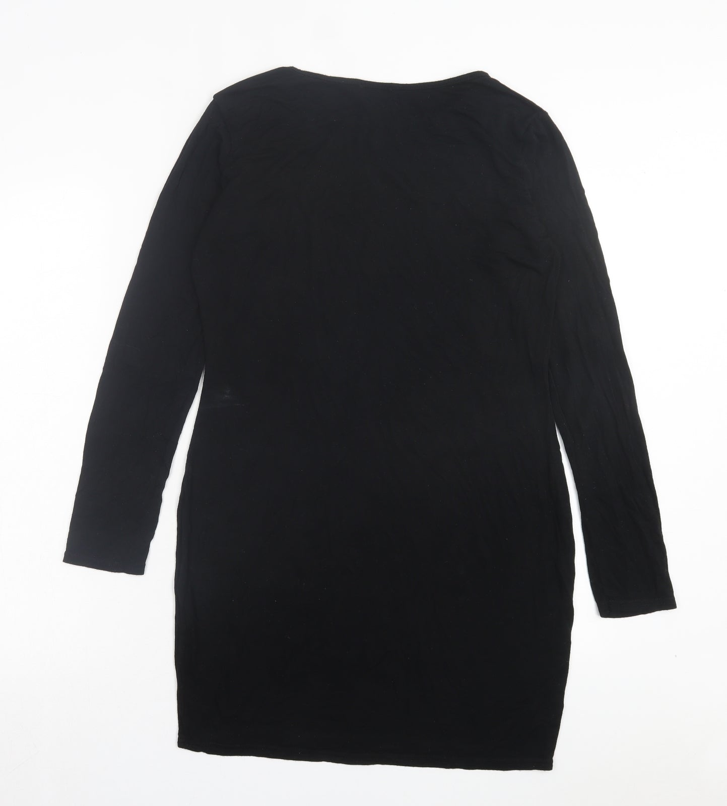 PRETTYLITTLETHING Womens Black Viscose A-Line Size 14 Boat Neck Pullover