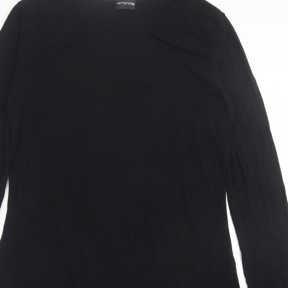 PRETTYLITTLETHING Womens Black Viscose A-Line Size 14 Boat Neck Pullover