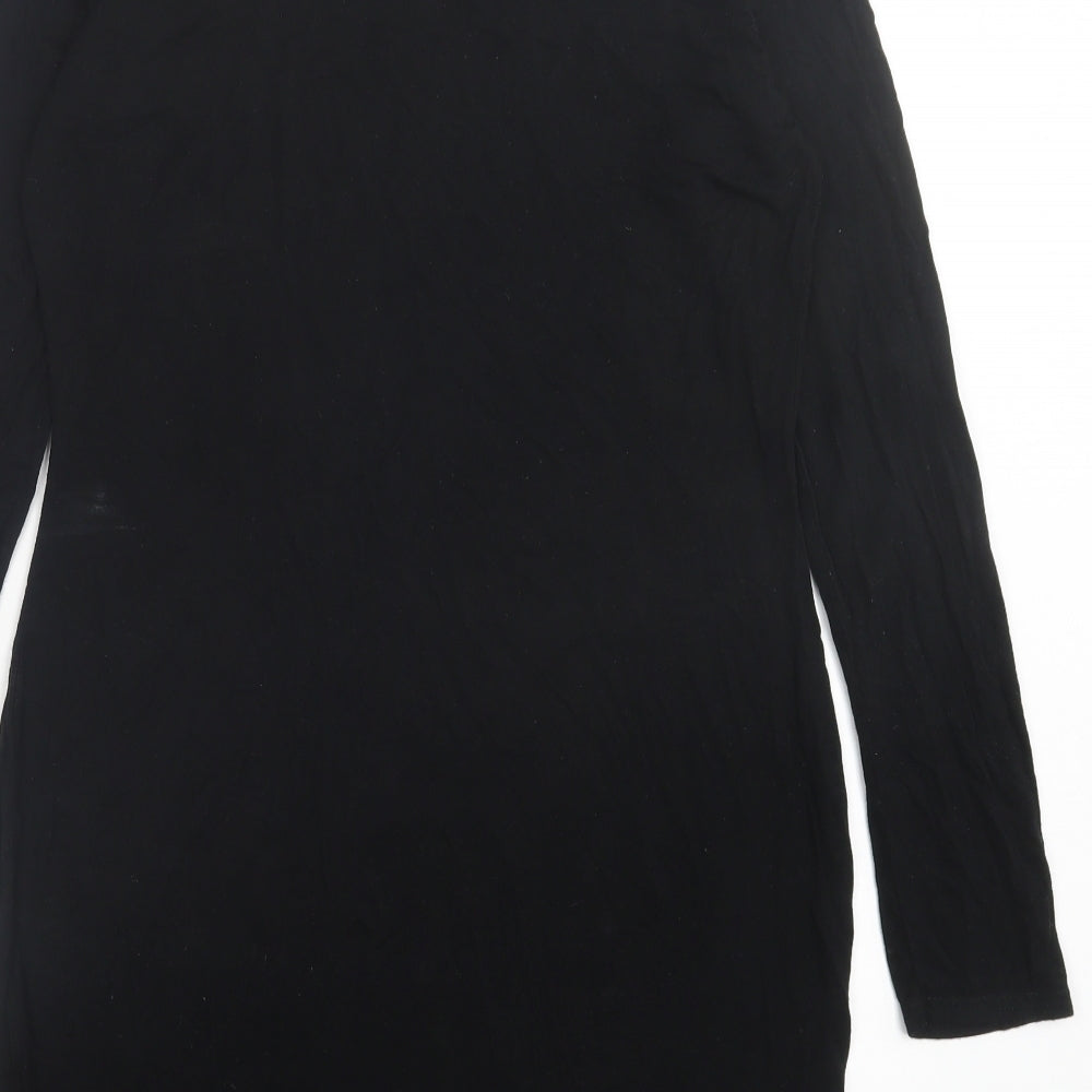 PRETTYLITTLETHING Womens Black Viscose A-Line Size 14 Boat Neck Pullover