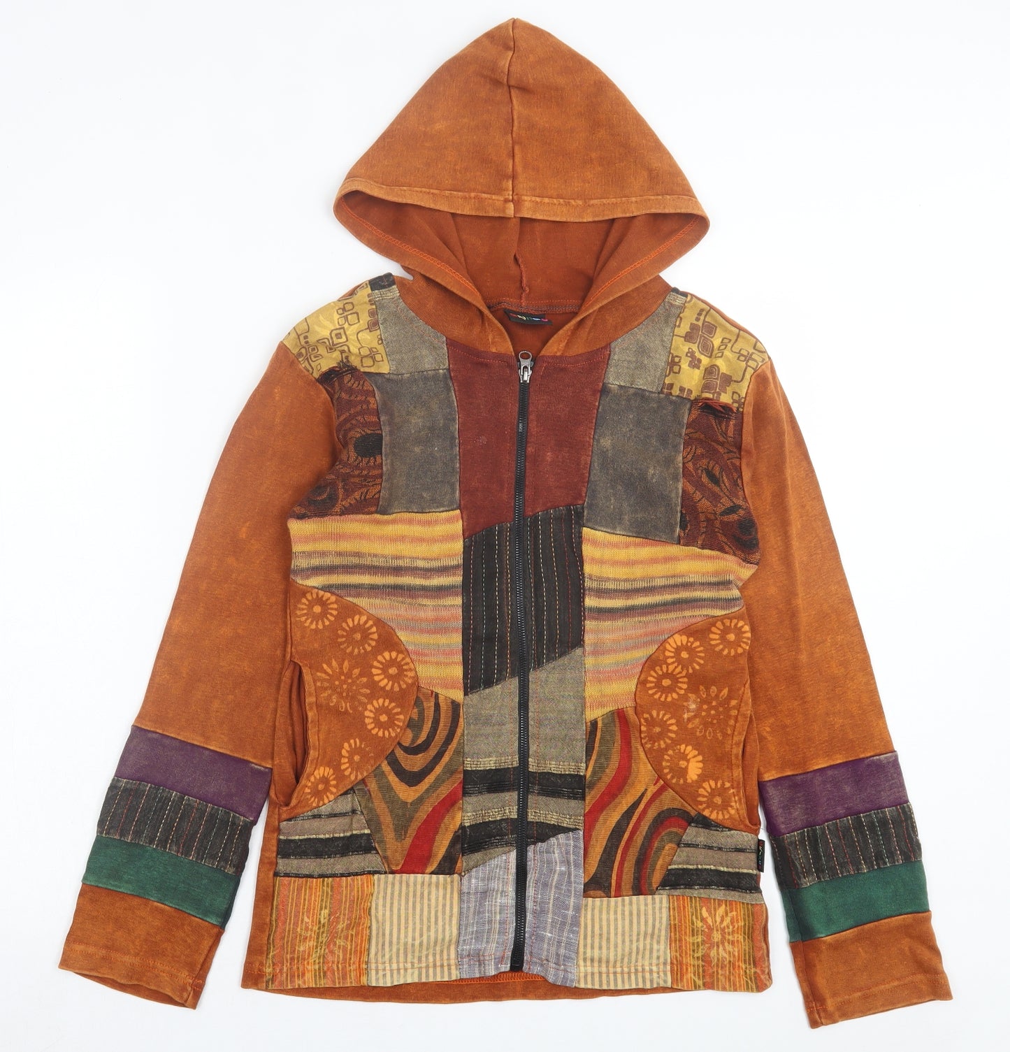 Gringo Womens Multicoloured Geometric Polyester Full Zip Hoodie Size M Zip