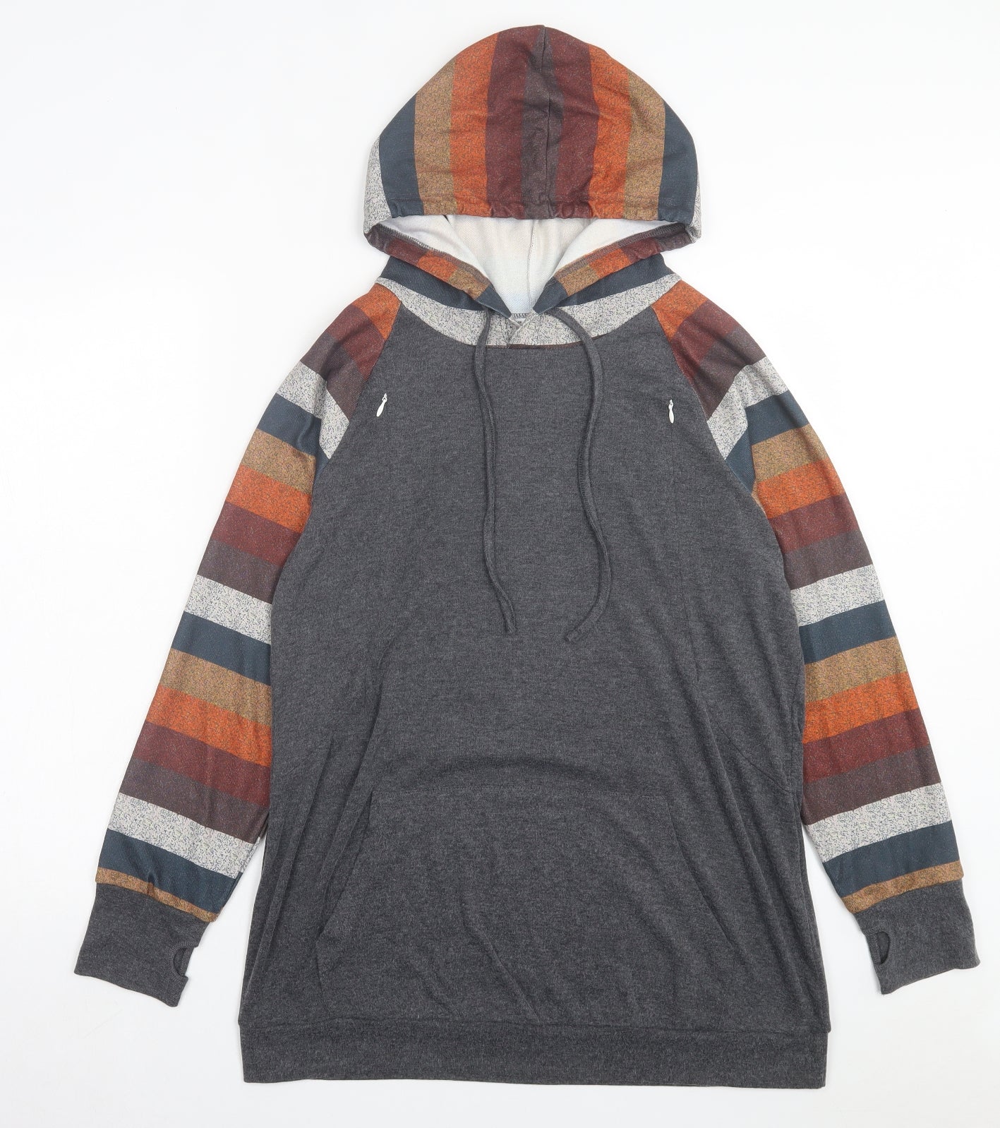 pat pat Womens Multicoloured Striped Cotton Pullover Hoodie Size L Pullover