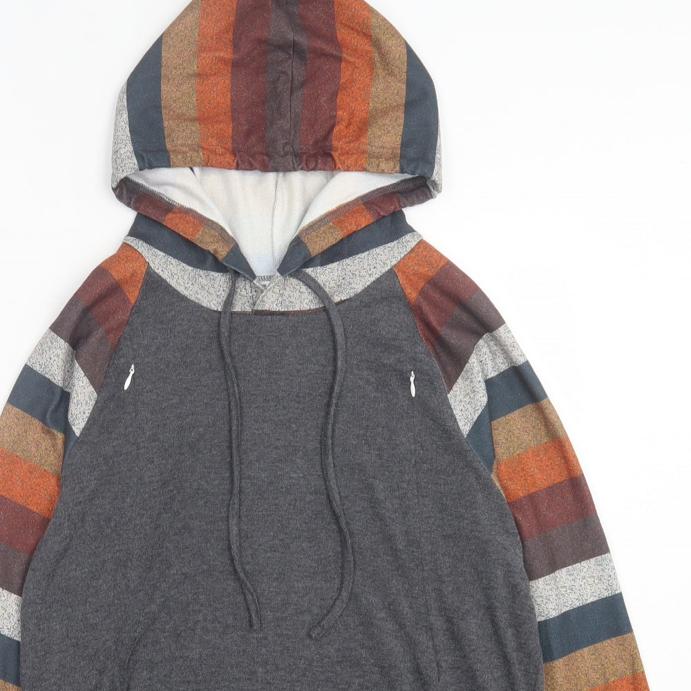 pat pat Womens Multicoloured Striped Cotton Pullover Hoodie Size L Pullover