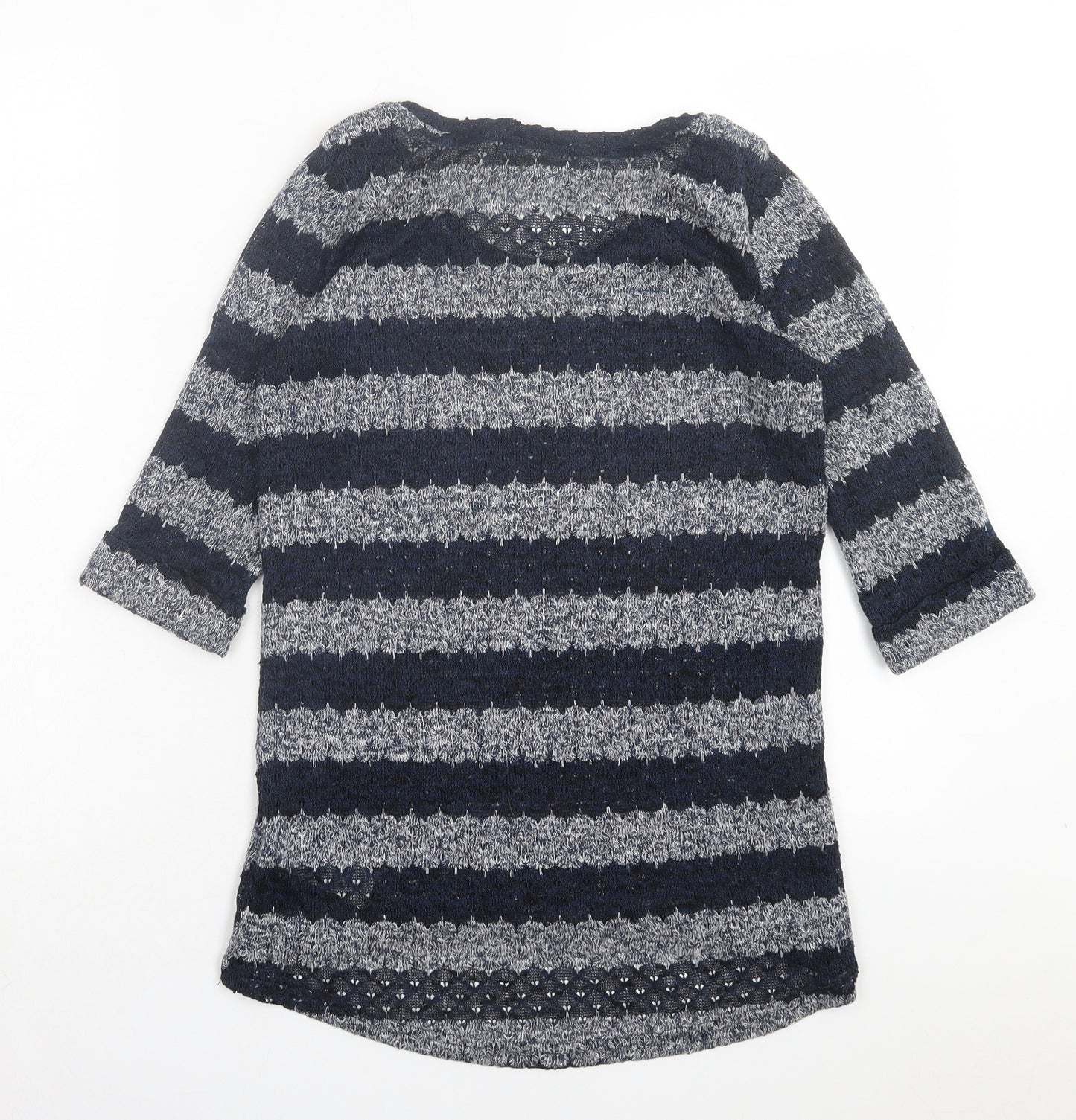 New Look Womens Blue Crew Neck Striped Polyester Pullover Jumper Size 8