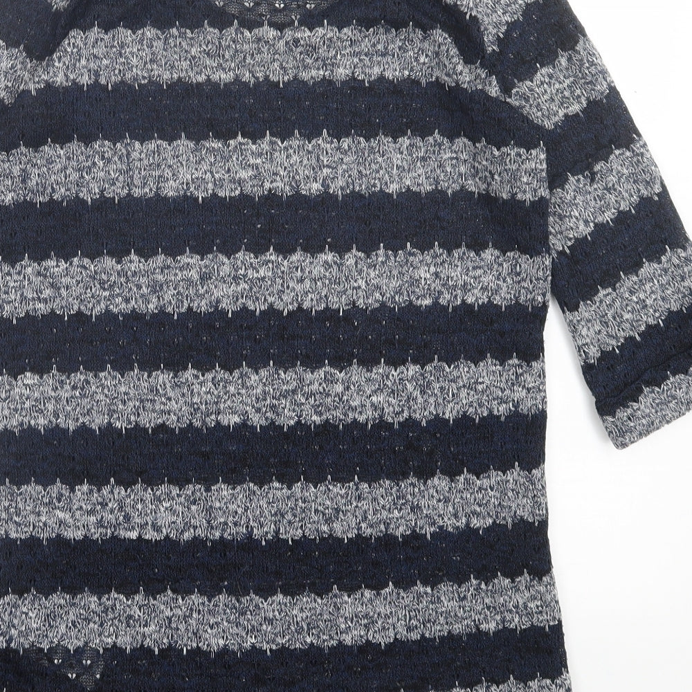 New Look Womens Blue Crew Neck Striped Polyester Pullover Jumper Size 8