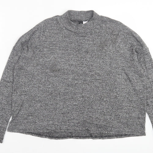H&M Womens Grey Round Neck Polyester Pullover Jumper Size M