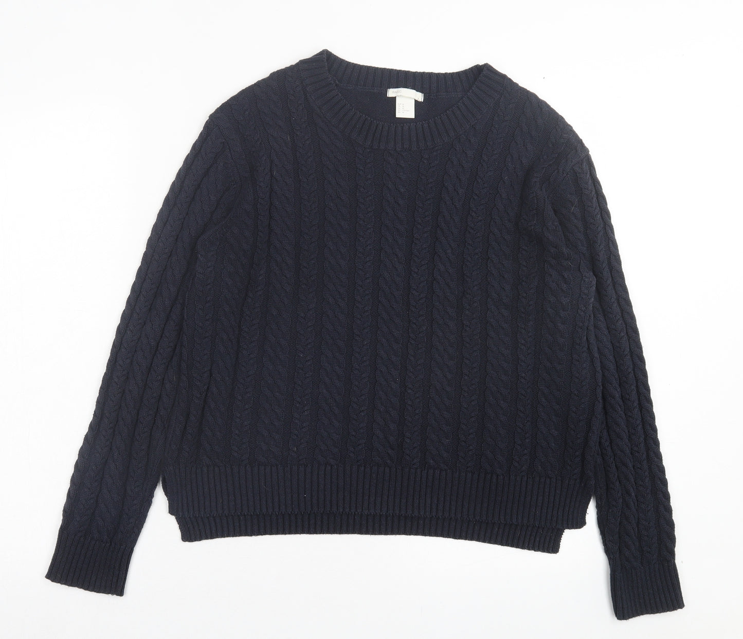 H&M Womens Blue Crew Neck Acrylic Pullover Jumper Size M