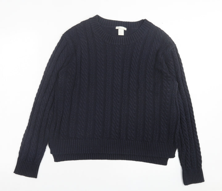 H&M Womens Blue Crew Neck Acrylic Pullover Jumper Size M