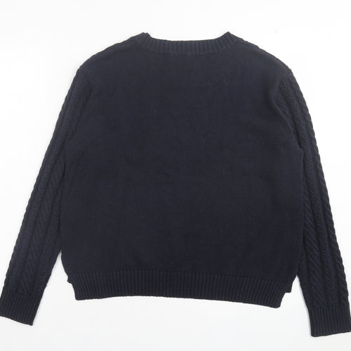 H&M Womens Blue Crew Neck Acrylic Pullover Jumper Size M
