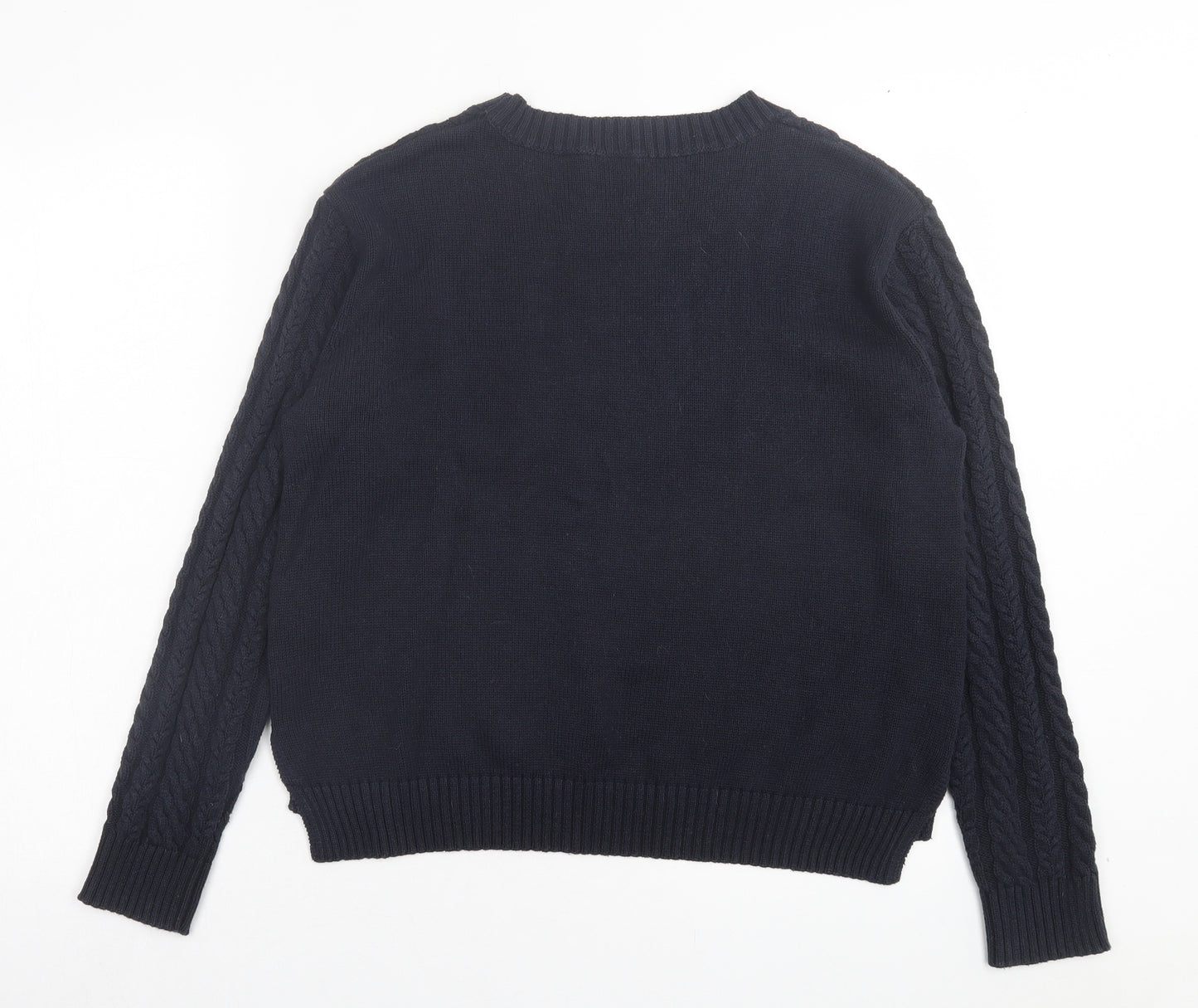 H&M Womens Blue Crew Neck Acrylic Pullover Jumper Size M