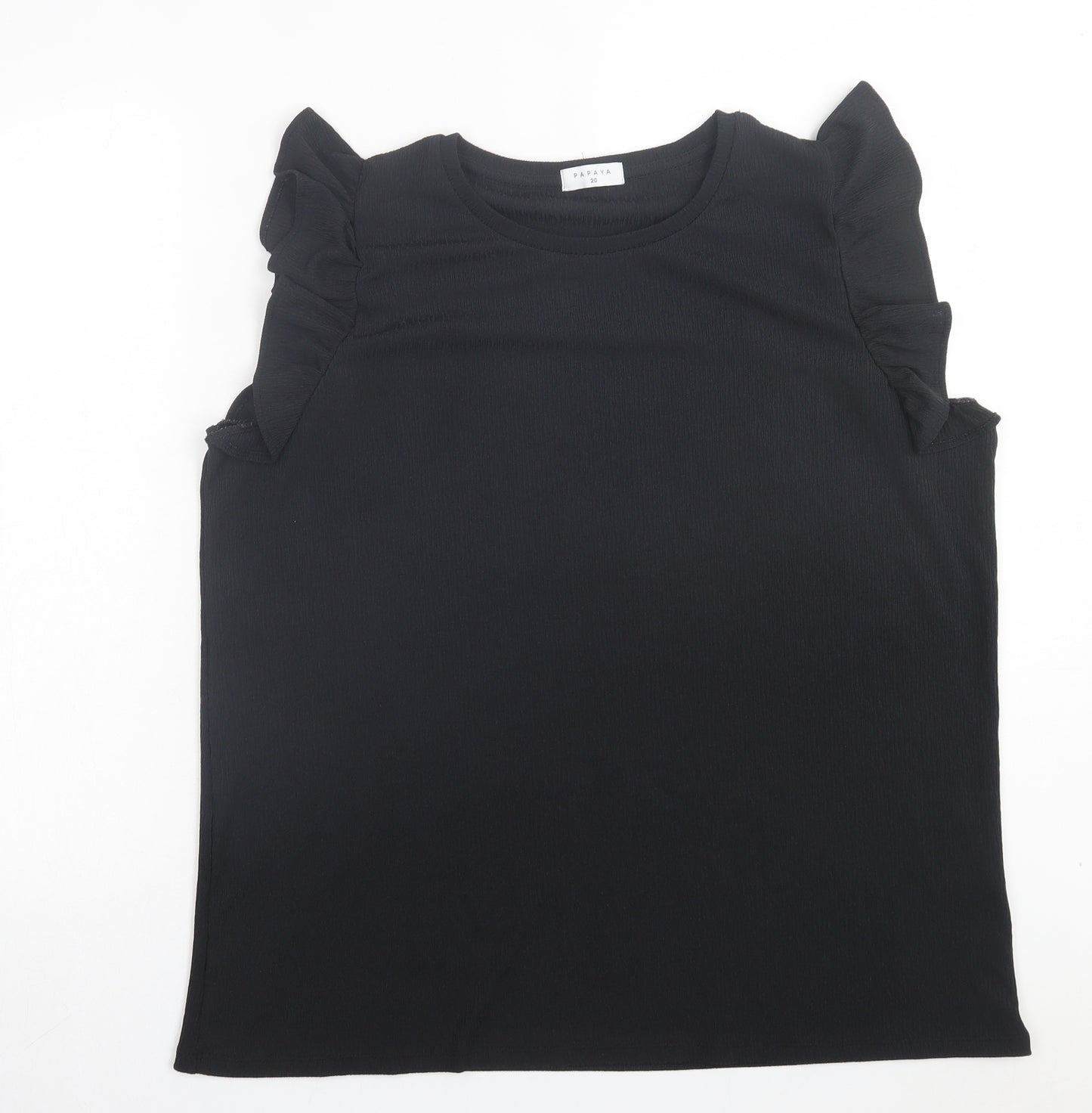 Papaya Womens Black Polyester Basic T-Shirt Size 20 Crew Neck
