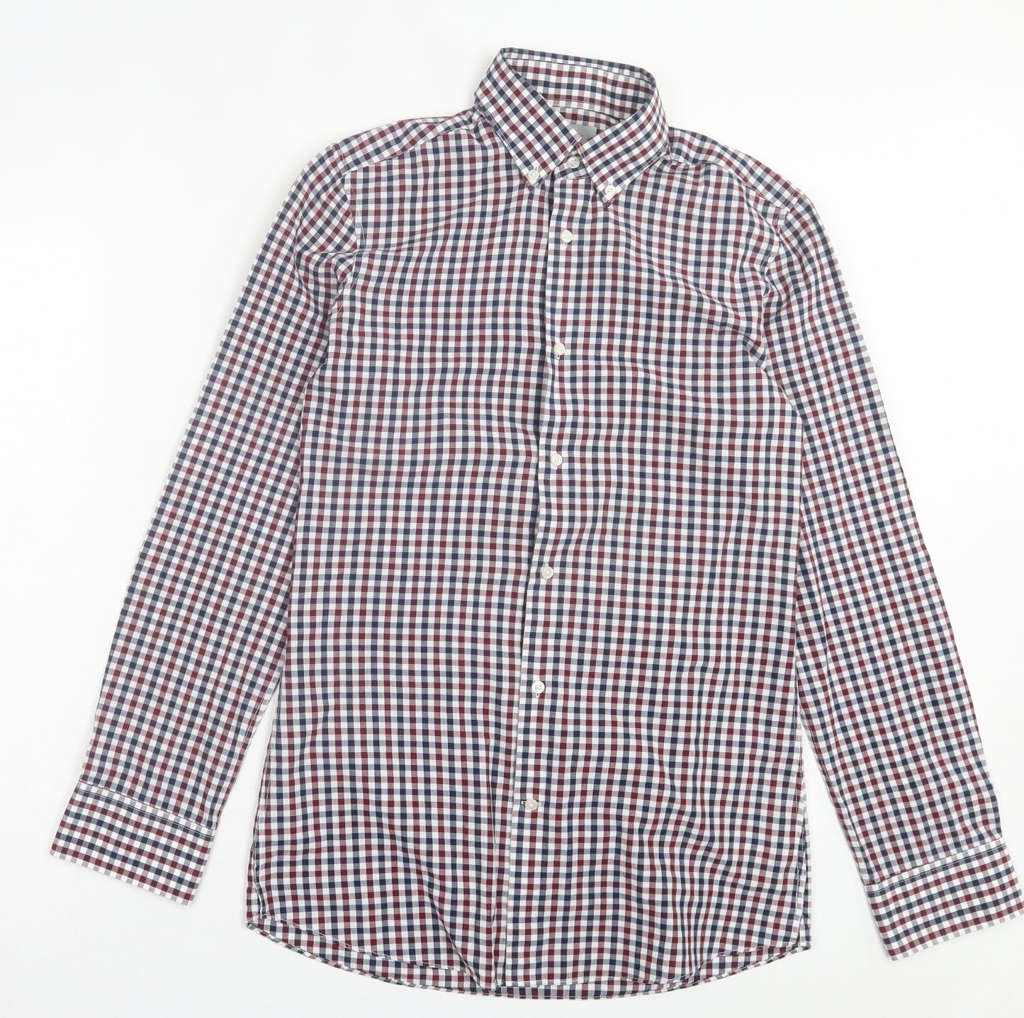 NEXT Mens Red Plaid Cotton Button-Up Size 14.5 Collared Button