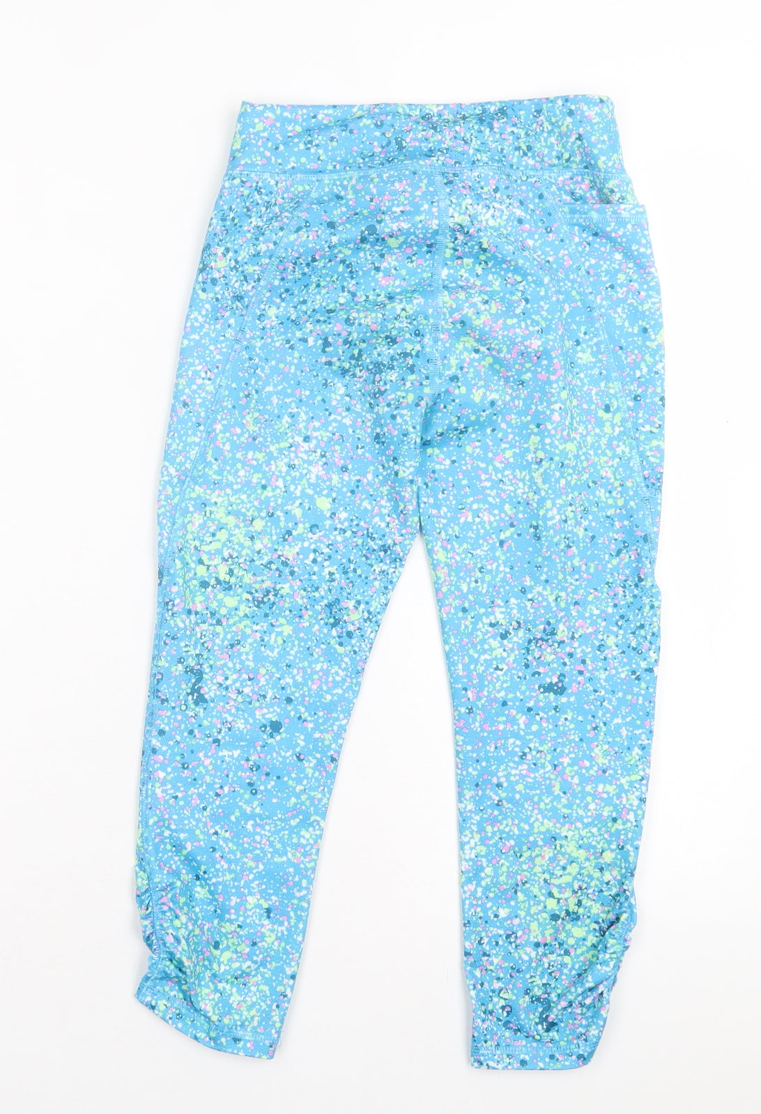 Tek Gear Girls Blue Geometric Polyester Capri Trousers Size 10-11 Years Regular Pullover