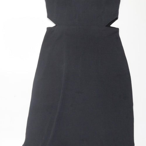 Topshop Womens Grey Polyester A-Line Size 8 Square Neck Pullover