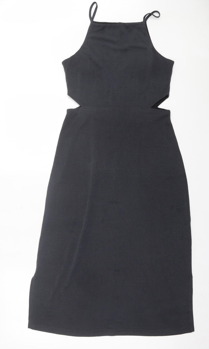 Topshop Womens Grey Polyester A-Line Size 8 Square Neck Pullover