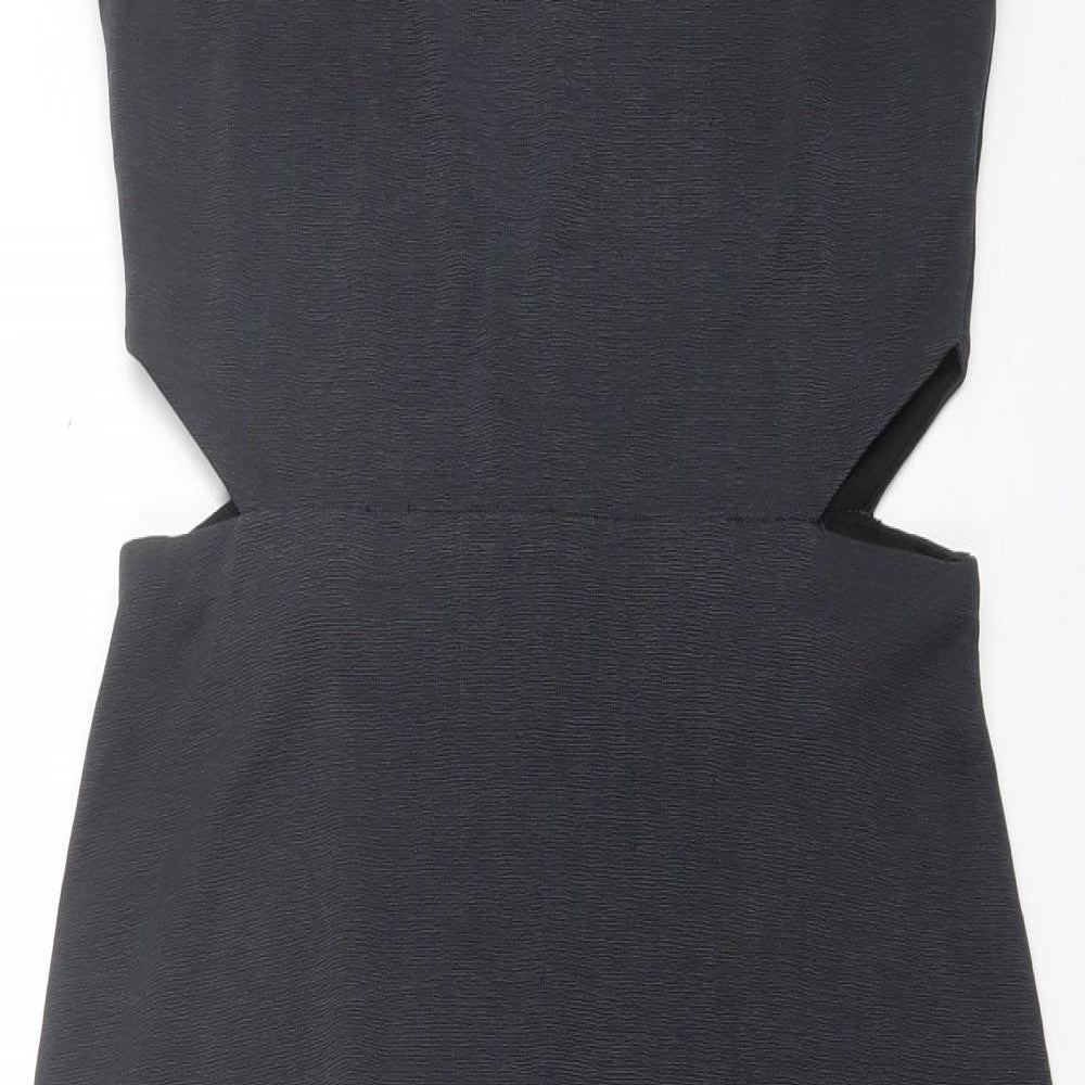 Topshop Womens Grey Polyester A-Line Size 8 Square Neck Pullover