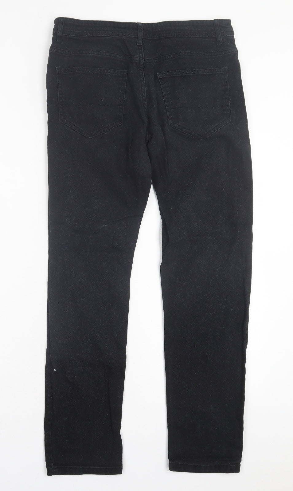 Denim & Co. Mens Black Cotton Straight Jeans Size 30 in L30 in Slim Button