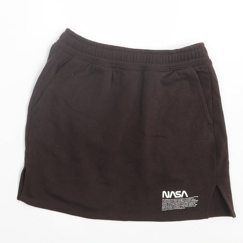 H&M Womens Brown Cotton A-Line Skirt Size XS - Nasa