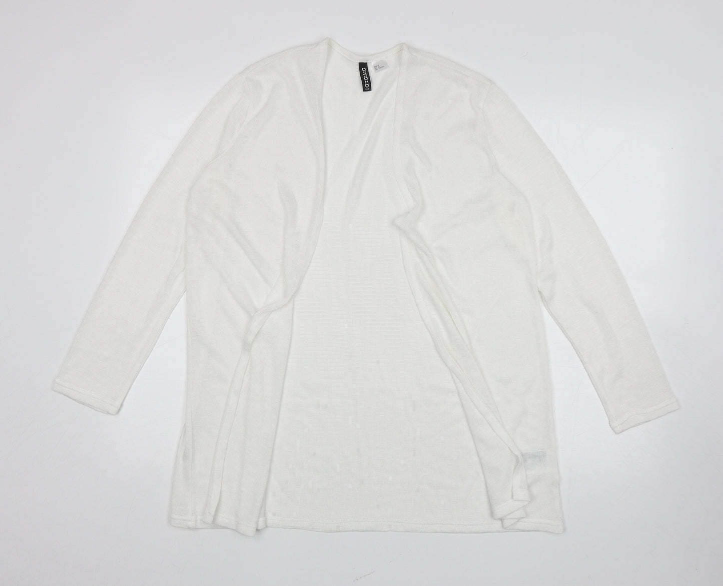 H&M Womens White V-Neck Polyester Cardigan Jumper Size M