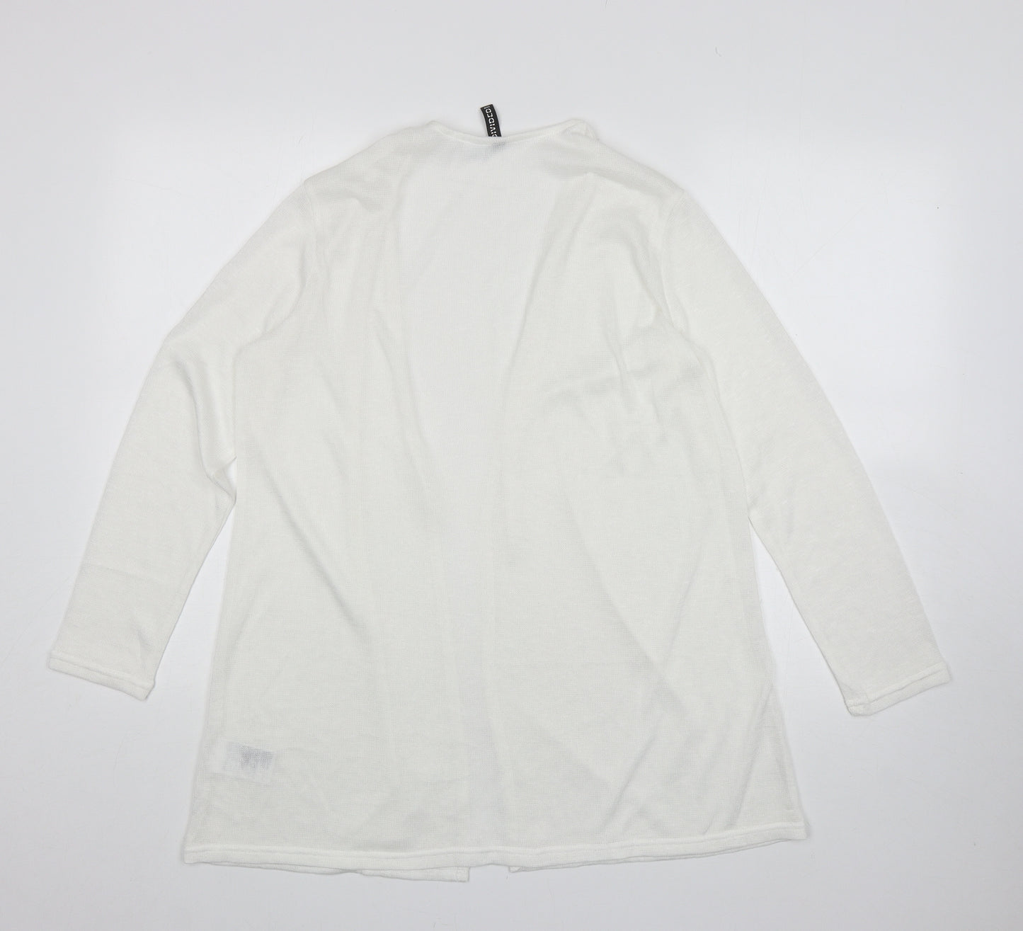 H&M Womens White V-Neck Polyester Cardigan Jumper Size M