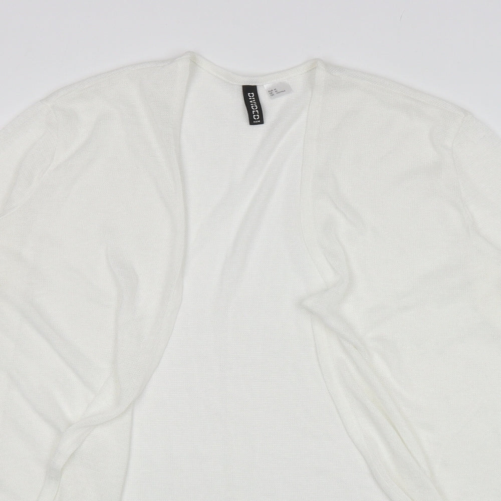 H&M Womens White V-Neck Polyester Cardigan Jumper Size M