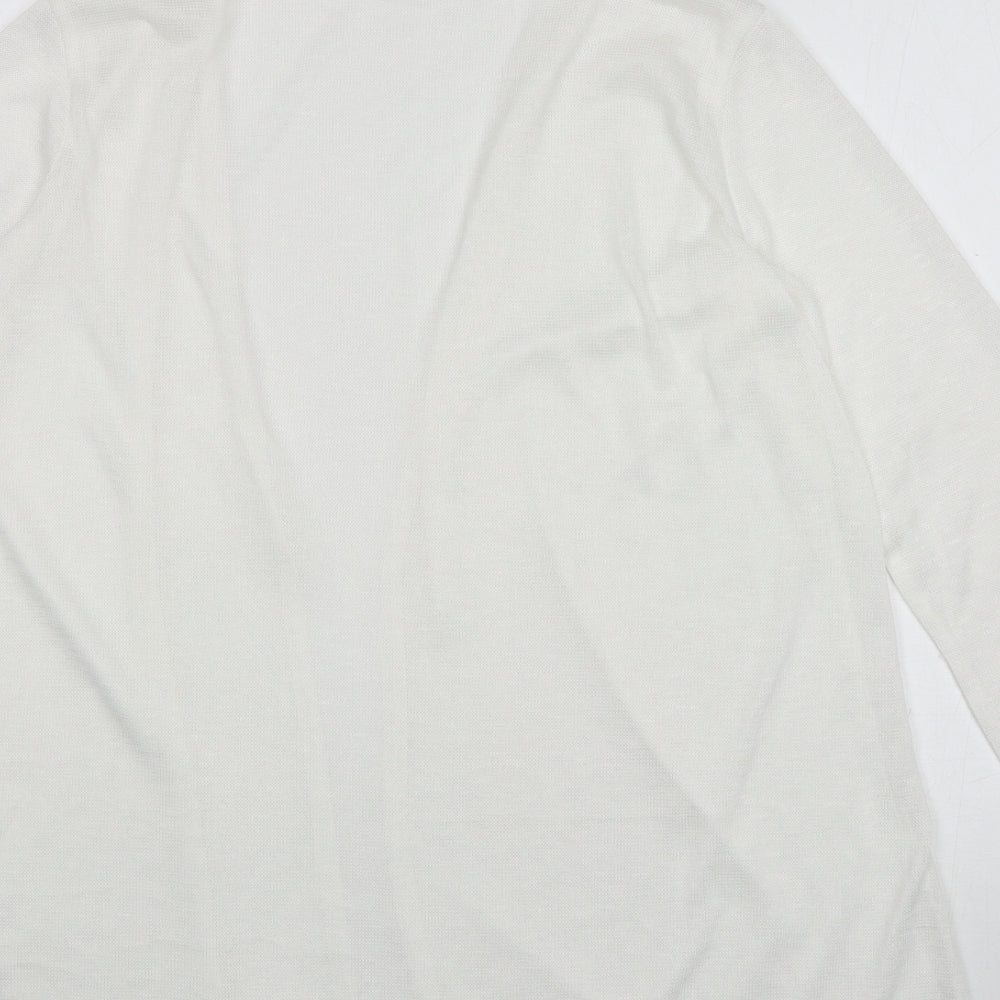 H&M Womens White V-Neck Polyester Cardigan Jumper Size M