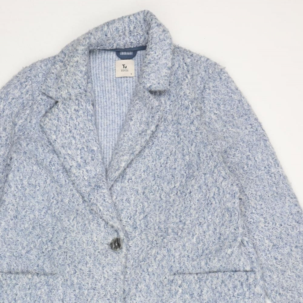 TU Womens Blue Overcoat Coat Size 16 Button