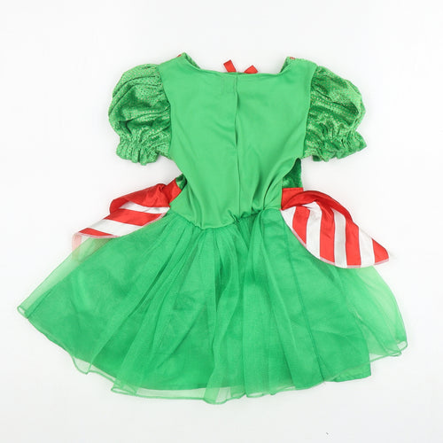 George Girls Multicoloured Striped Polyester Ball Gown Size 2 Years Square Neck Pullover - Candy Canes Christmas