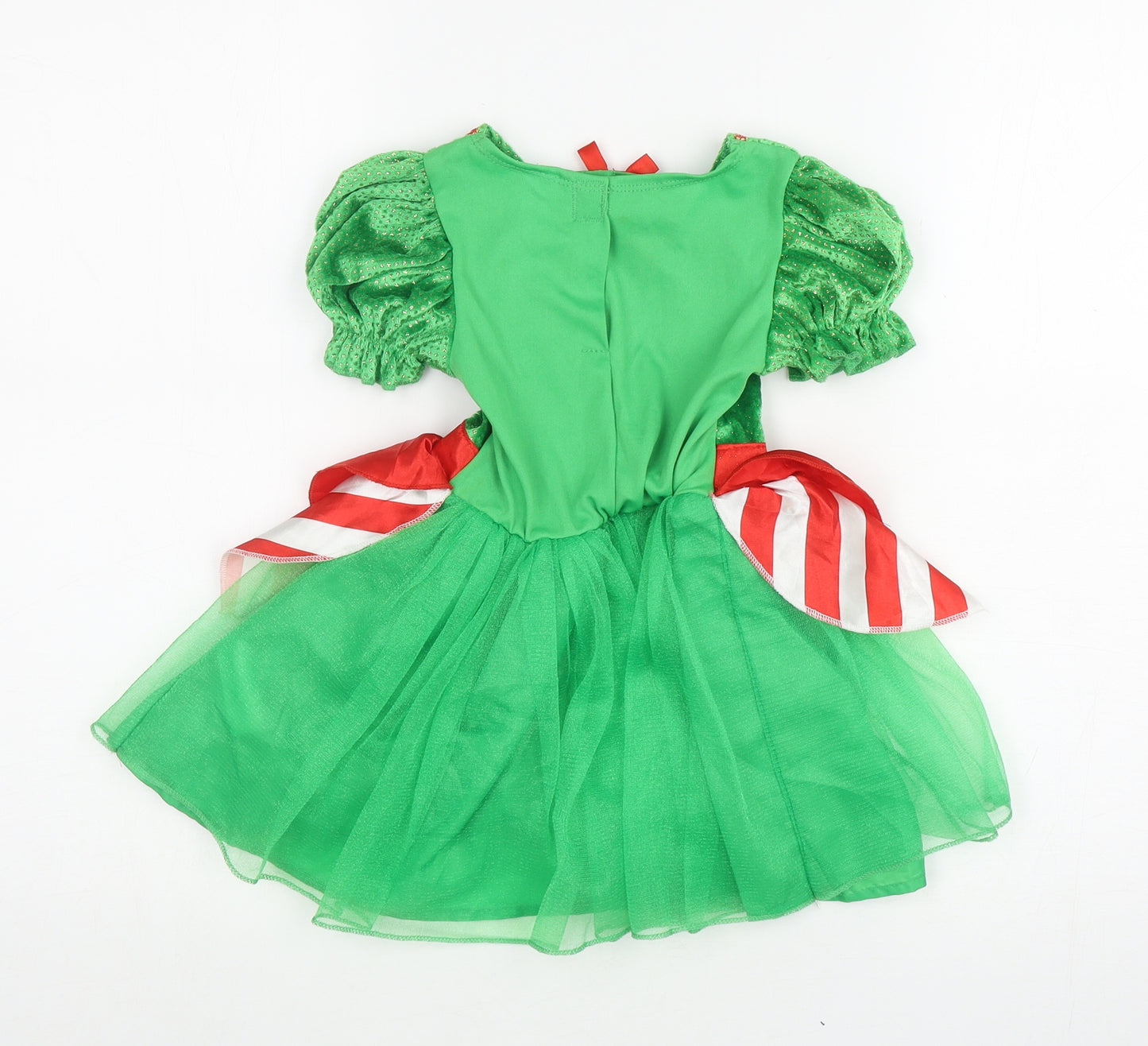 George Girls Multicoloured Striped Polyester Ball Gown Size 2 Years Square Neck Pullover - Candy Canes Christmas