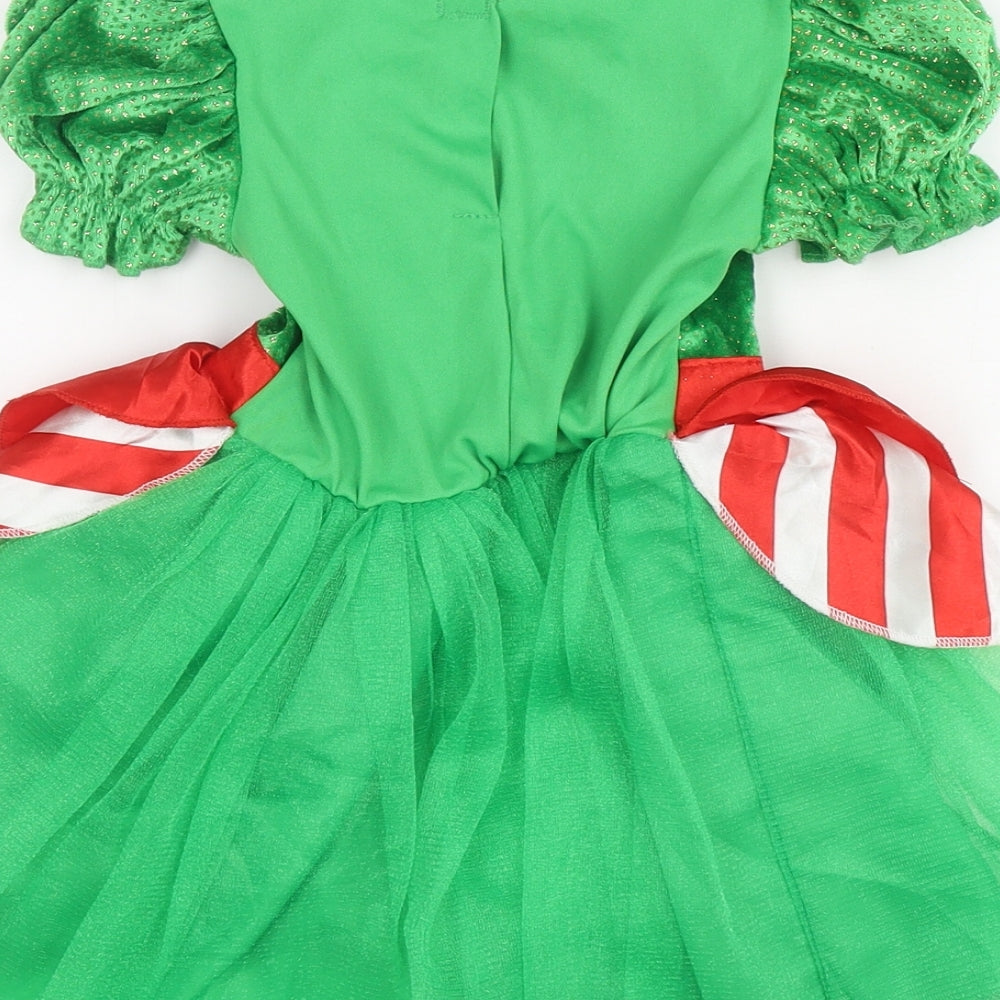 George Girls Multicoloured Striped Polyester Ball Gown Size 2 Years Square Neck Pullover - Candy Canes Christmas