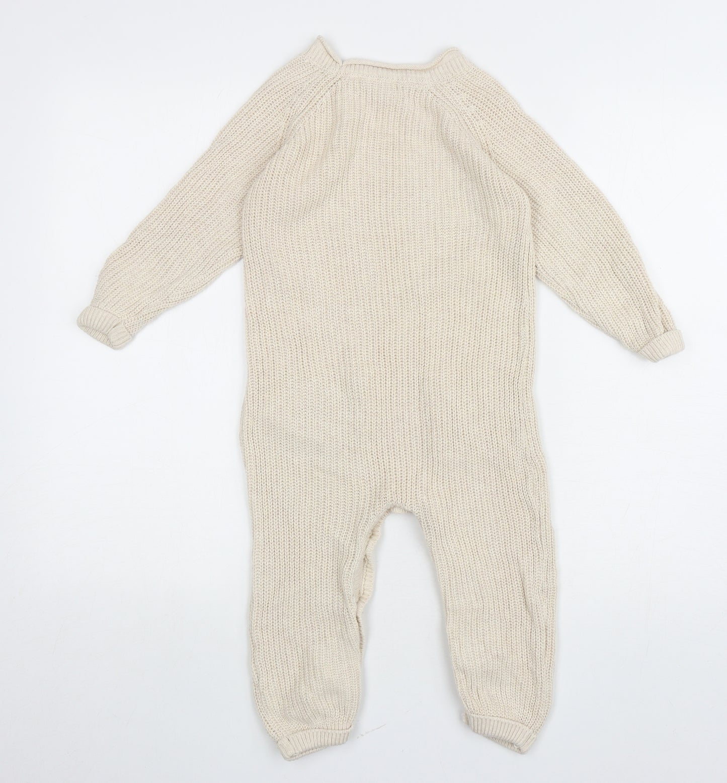 Primark Baby Beige Cotton Babygrow One-Piece Size 24 Months Button