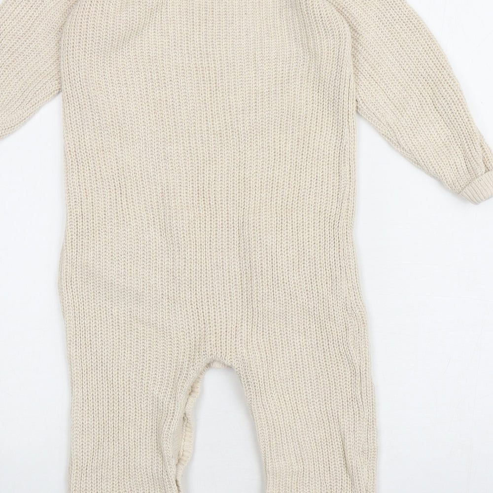 Primark Baby Beige Cotton Babygrow One-Piece Size 24 Months Button