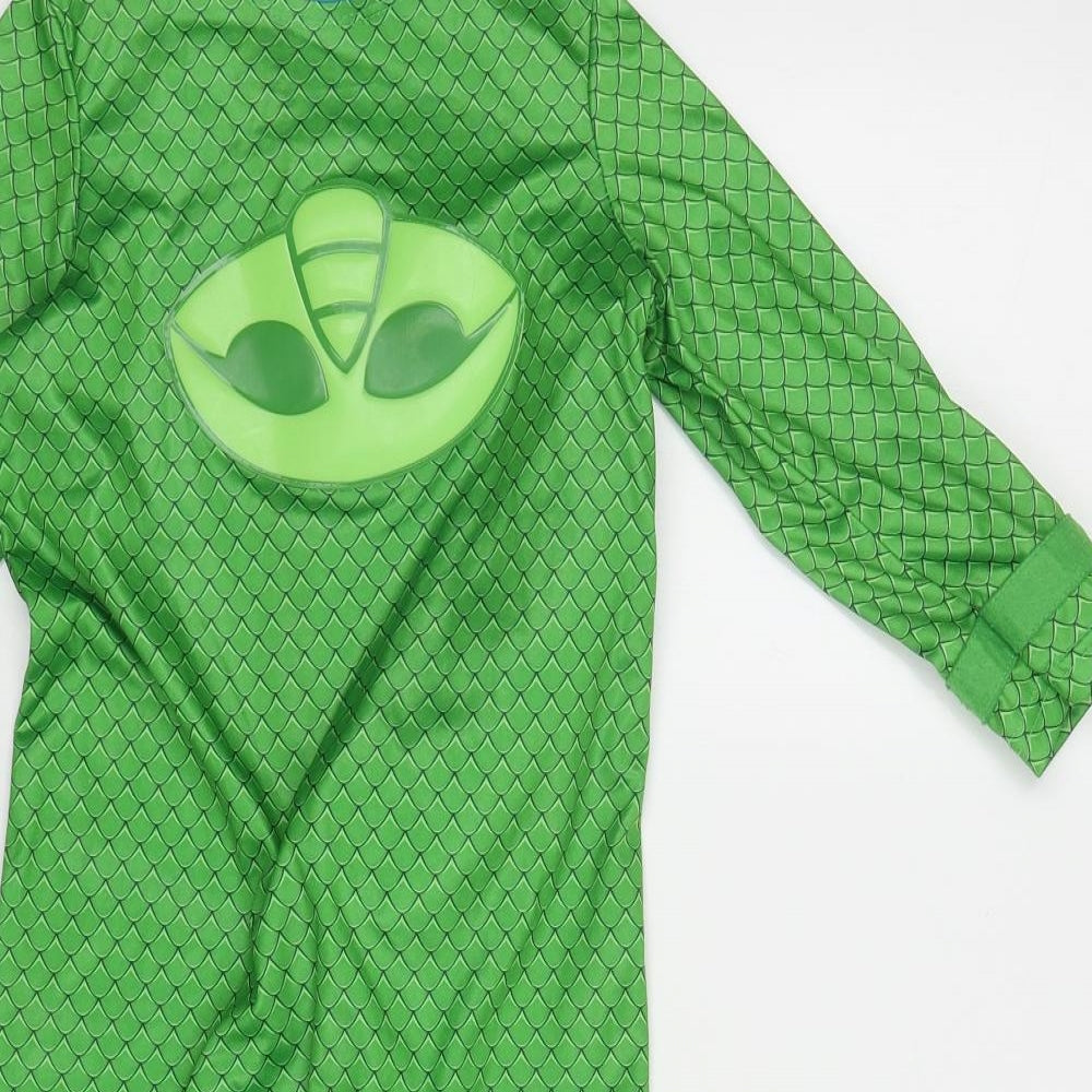 PJ Masks Boys Green Geometric Polyester One Piece Size 5-6 Years Hook & Loop - Dinosaur, Scales