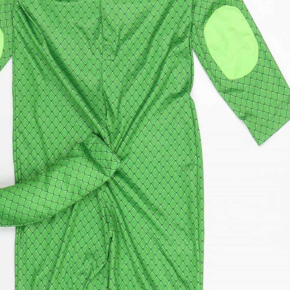 PJ Masks Boys Green Geometric Polyester One Piece Size 5-6 Years Hook & Loop - Dinosaur, Scales
