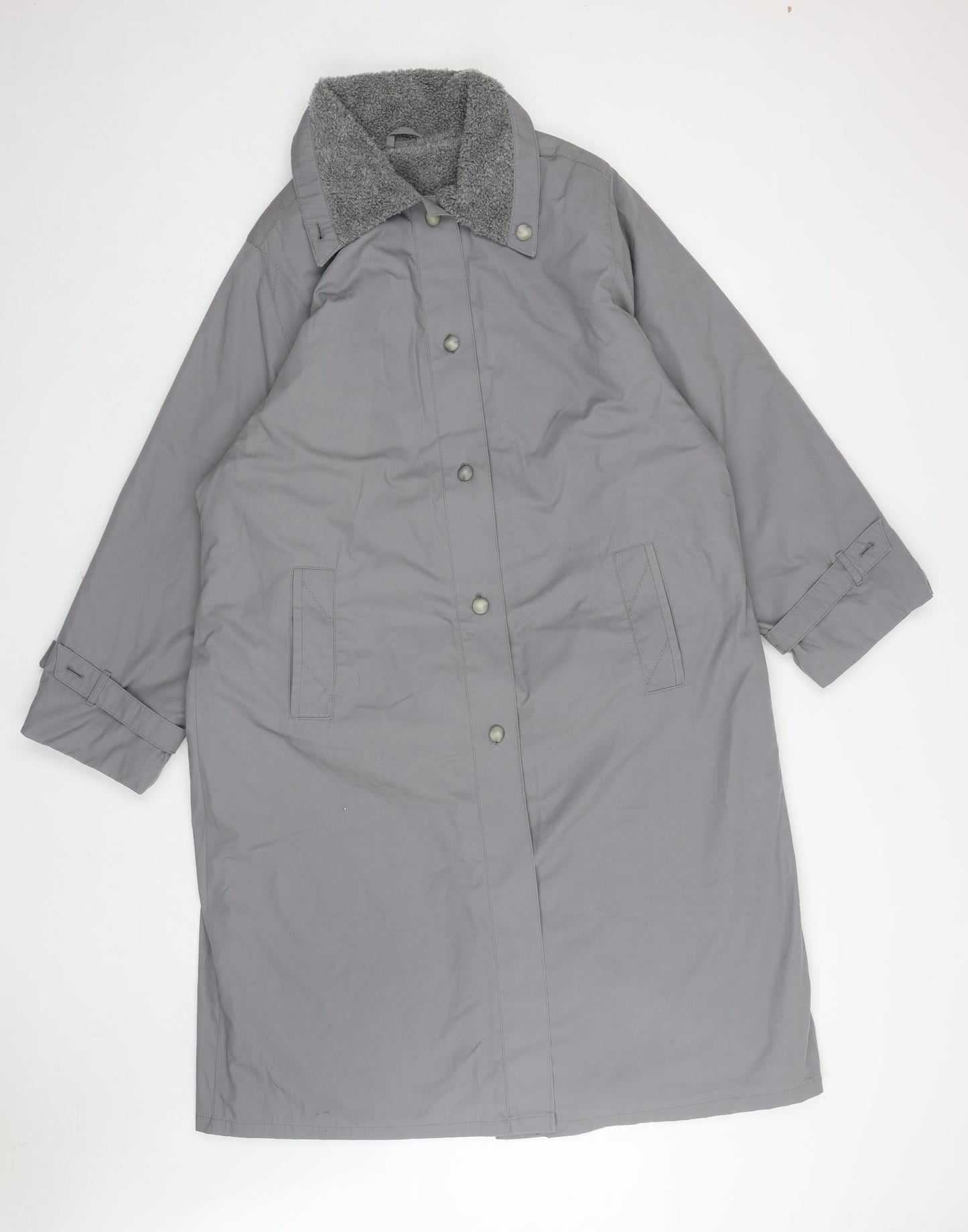 Preworn Womens Grey Trench Coat Coat Size M Button