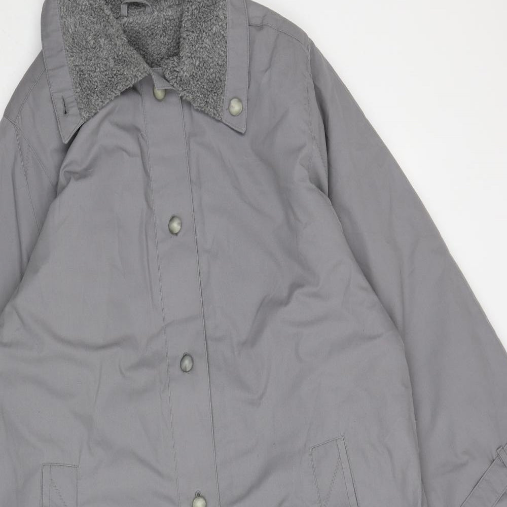 Preworn Womens Grey Trench Coat Coat Size M Button