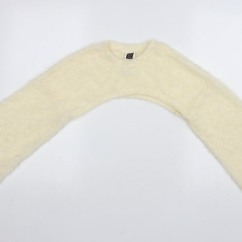 SheIn Womens Ivory Round Neck Polyester Shrug Jumper Size XS - Bodyless jumper