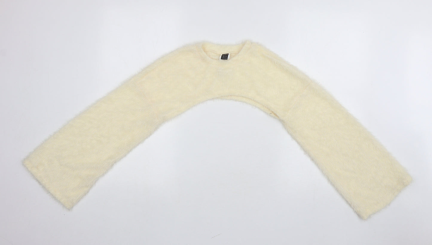 SheIn Womens Ivory Round Neck Polyester Shrug Jumper Size XS - Bodyless jumper