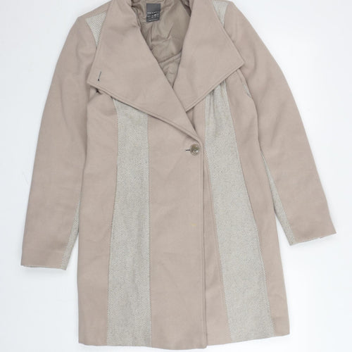 Primark Womens Grey Herringbone Overcoat Coat Size 10 Button