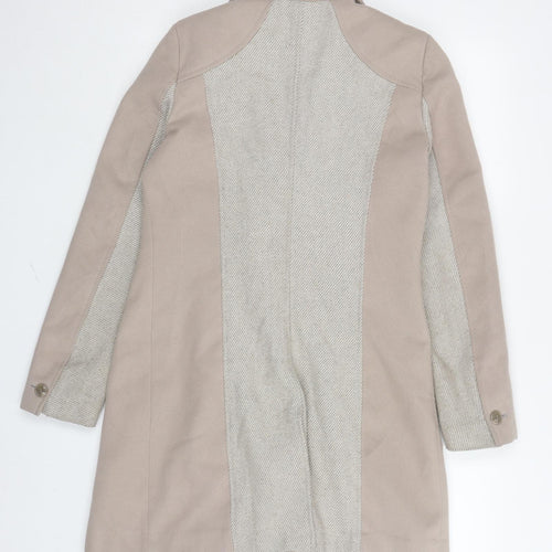 Primark Womens Grey Herringbone Overcoat Coat Size 10 Button