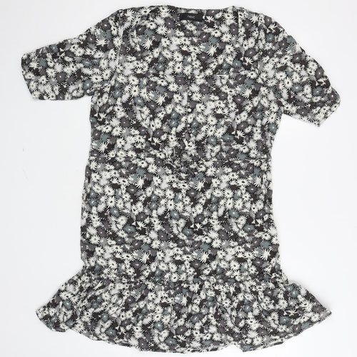 NEXT Womens Grey Floral Viscose Kaftan Size 12 Square Neck Pullover