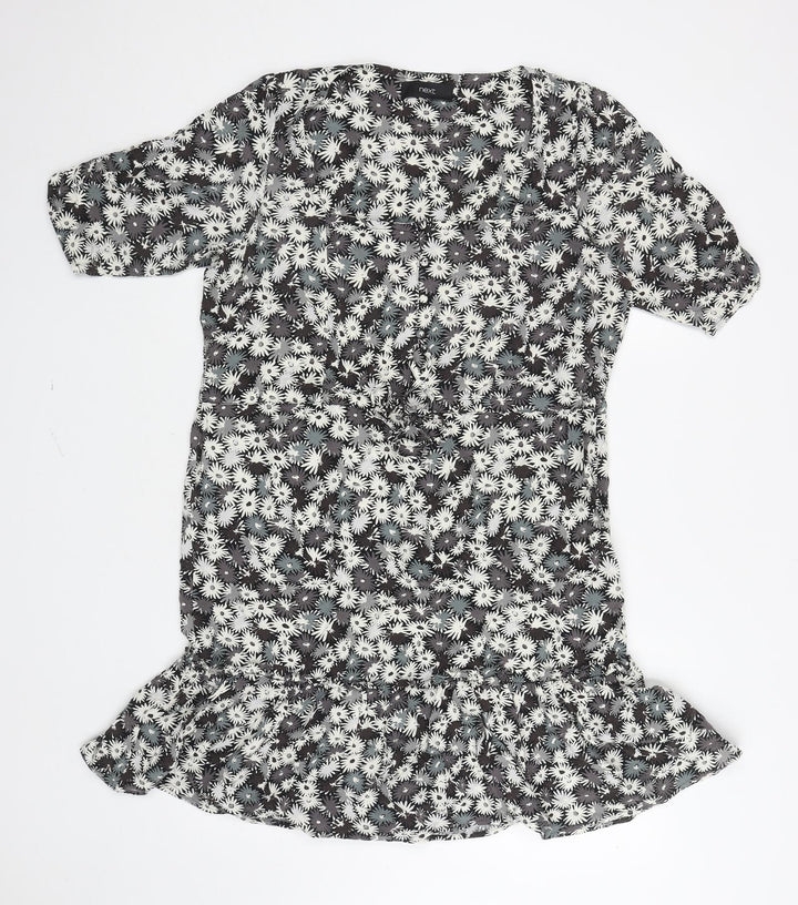 NEXT Womens Grey Floral Viscose Kaftan Size 12 Square Neck Pullover