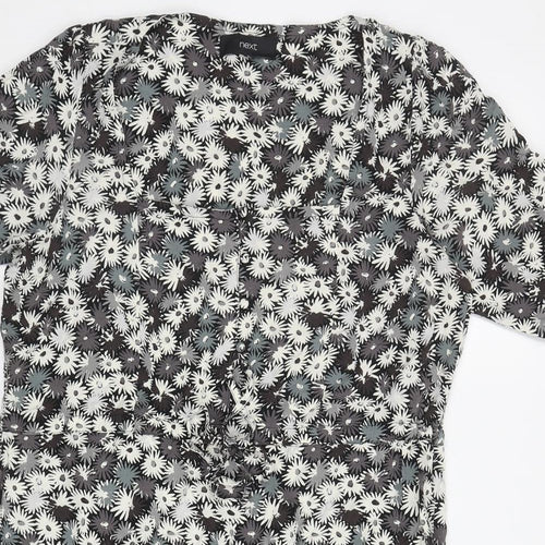 NEXT Womens Grey Floral Viscose Kaftan Size 12 Square Neck Pullover