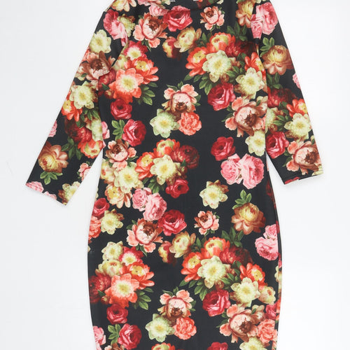 Red Herring Womens Multicoloured Floral Polyester Bodycon Size 8 Round Neck Pullover