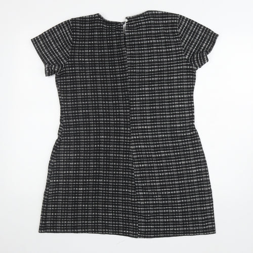 Defacto Womens Black Geometric Polyester A-Line Size XL Round Neck Pullover