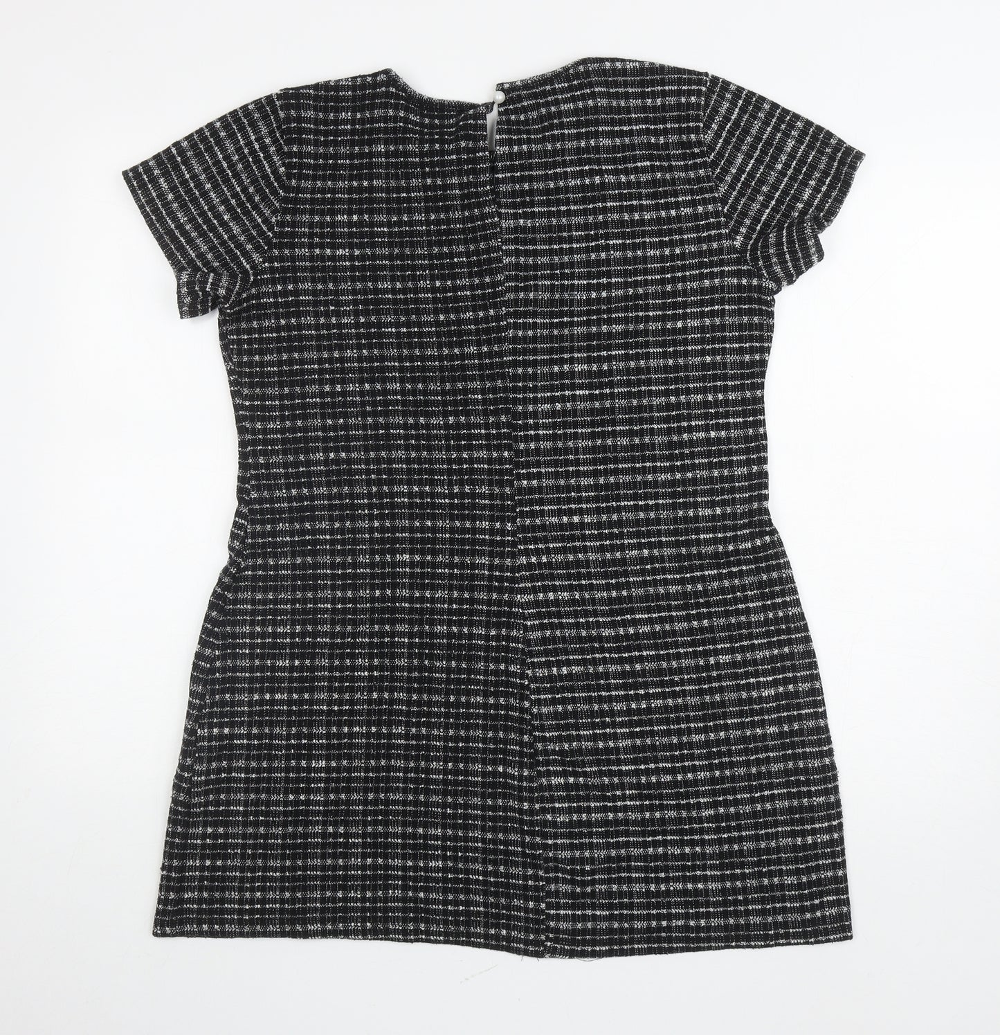 Defacto Womens Black Geometric Polyester A-Line Size XL Round Neck Pullover