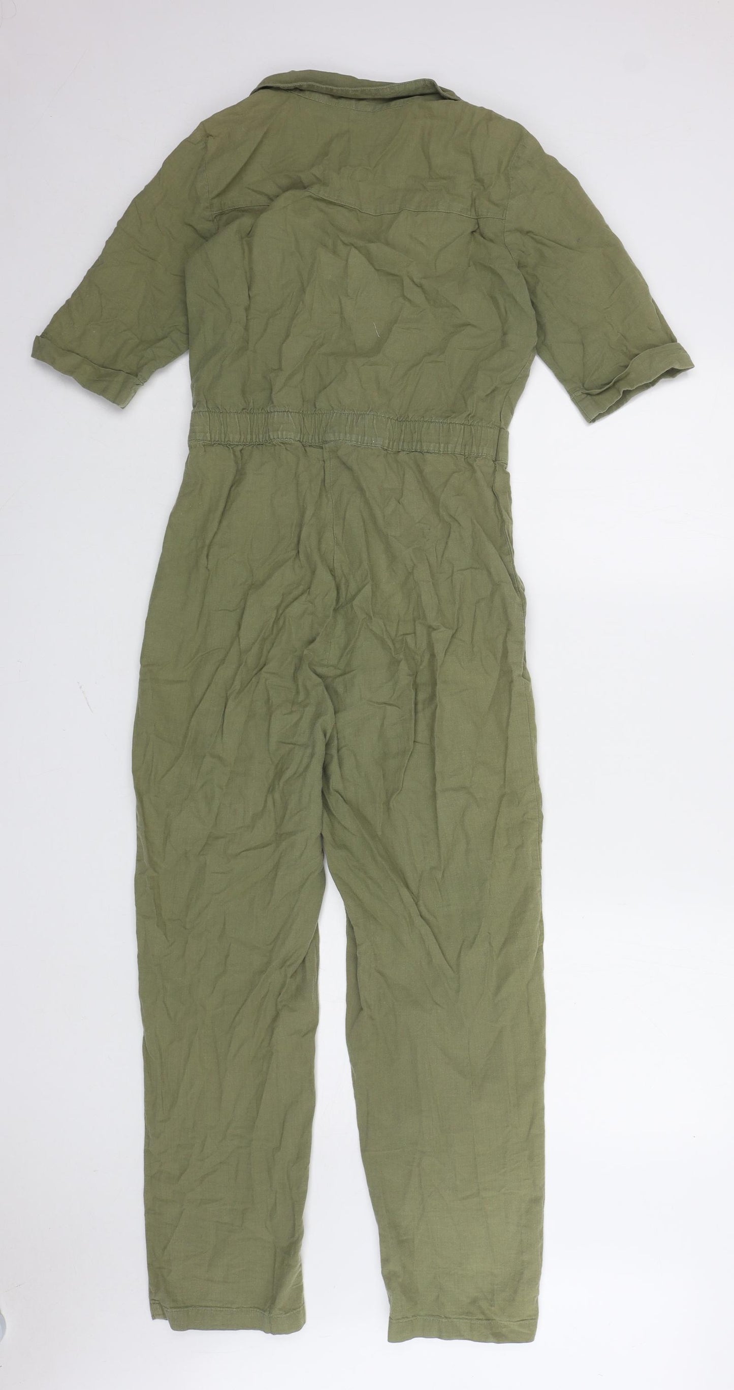 H&M Womens Green Cotton Jumpsuit One-Piece Size 8 L24 in Button