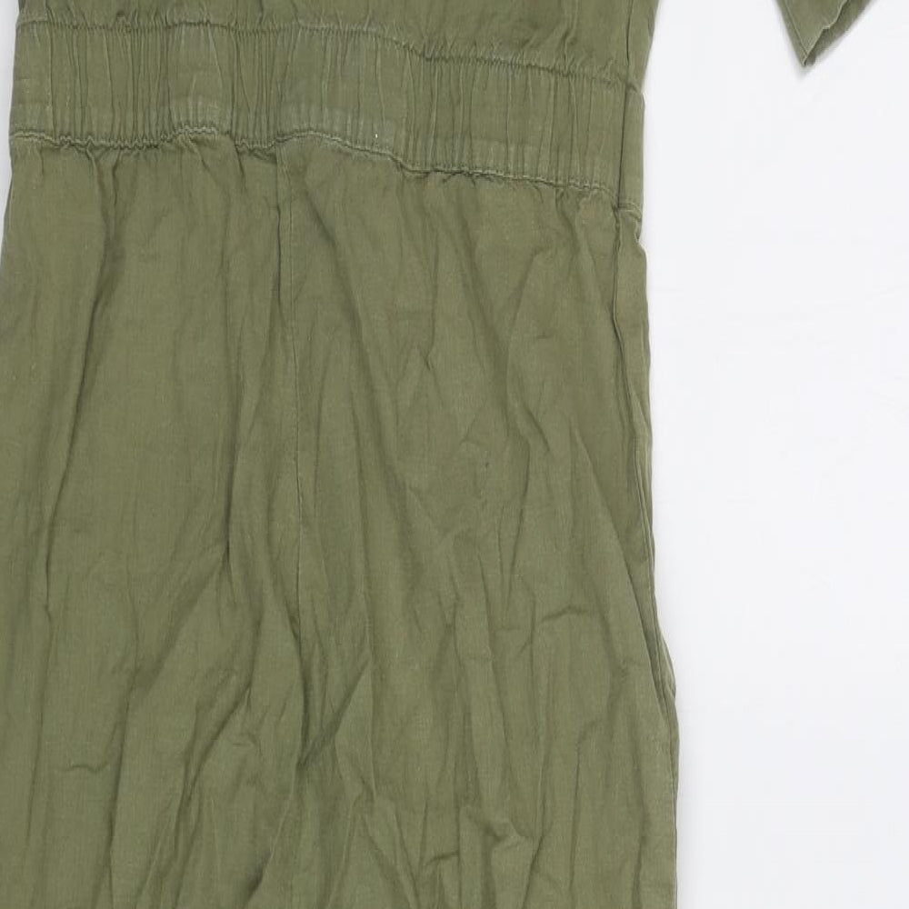 H&M Womens Green Cotton Jumpsuit One-Piece Size 8 L24 in Button