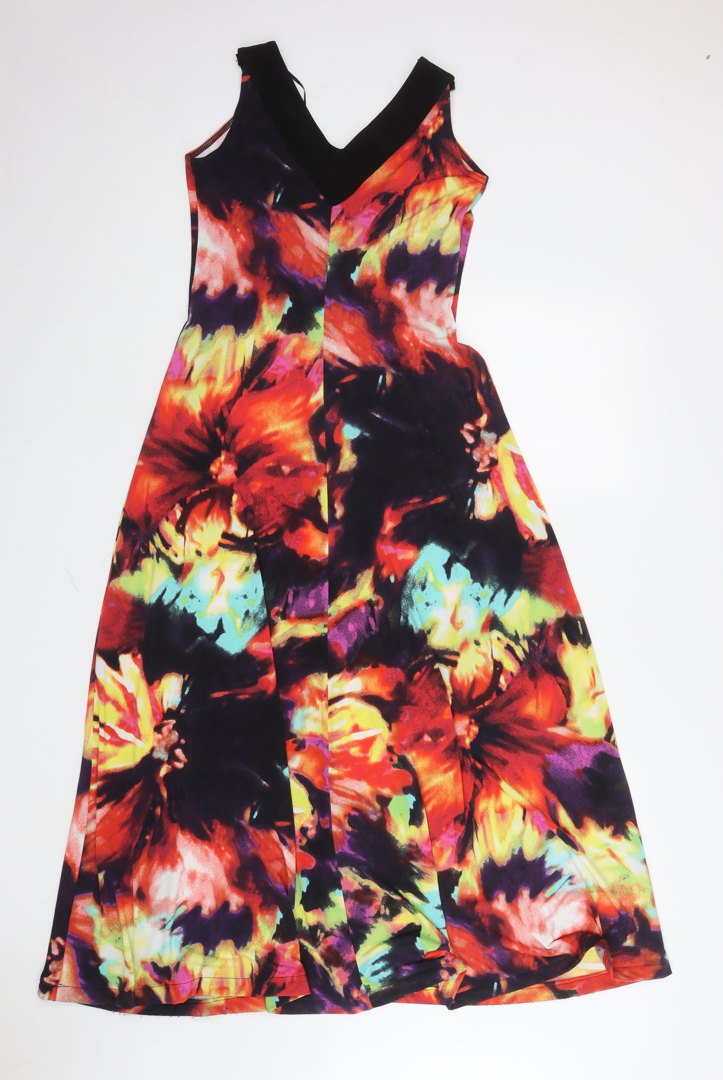 Roman Womens Multicoloured Tie Dye Polyester Maxi Size 10 V-Neck Pullover